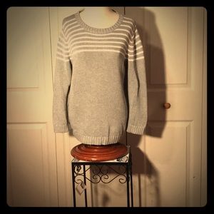 Cozy large gray and white sweater